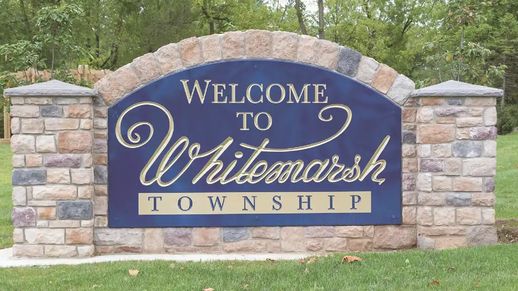 A sign that reads "Welcome to Whitemarsh Township"